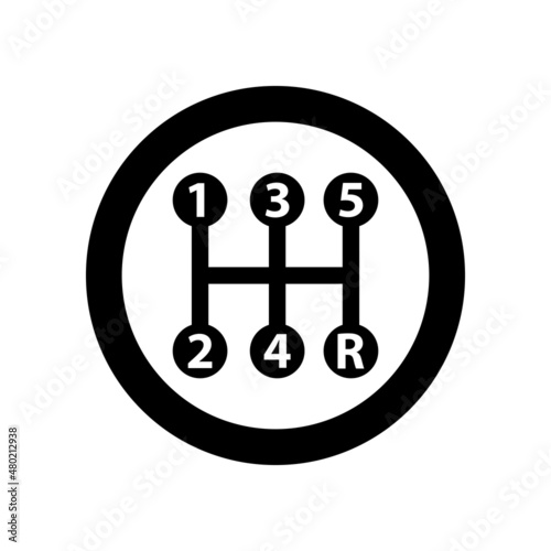 Gearbox icon vector. Transmission icon. Car gearshift box. Gear box symbol. Vector eps.