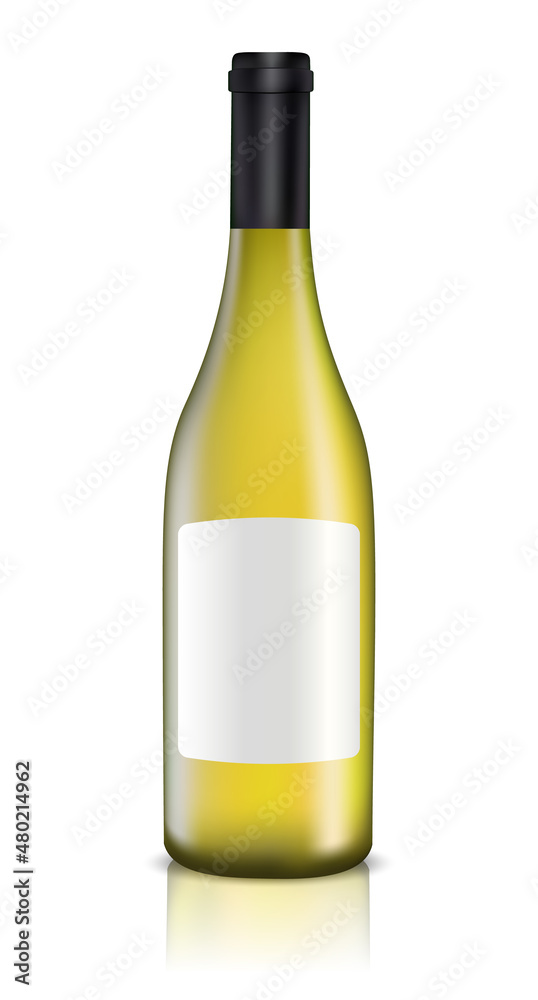 Vector drawing. Mockup of glass bottle for white wine. Vector drawing. Mockup of glass bottle for white wine.