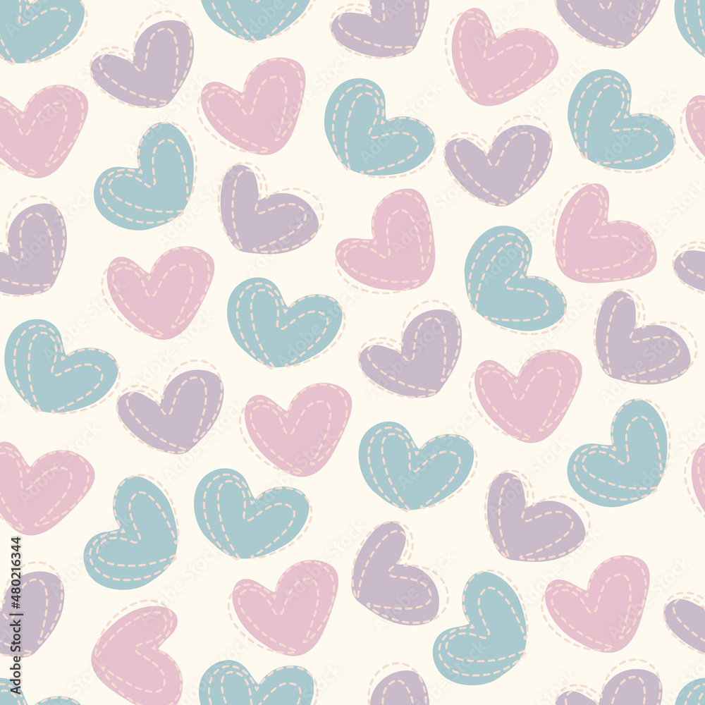 seamless multicolour doodle heart shape pattern background , kids pattern
