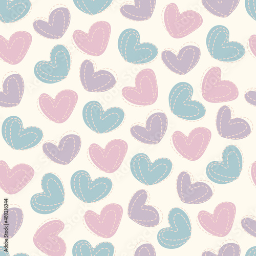 seamless multicolour doodle heart shape pattern background , kids pattern