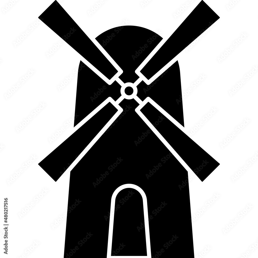 Windmill Spring Glyph Icon Vector Windmill Spring Glyph Icon Vector