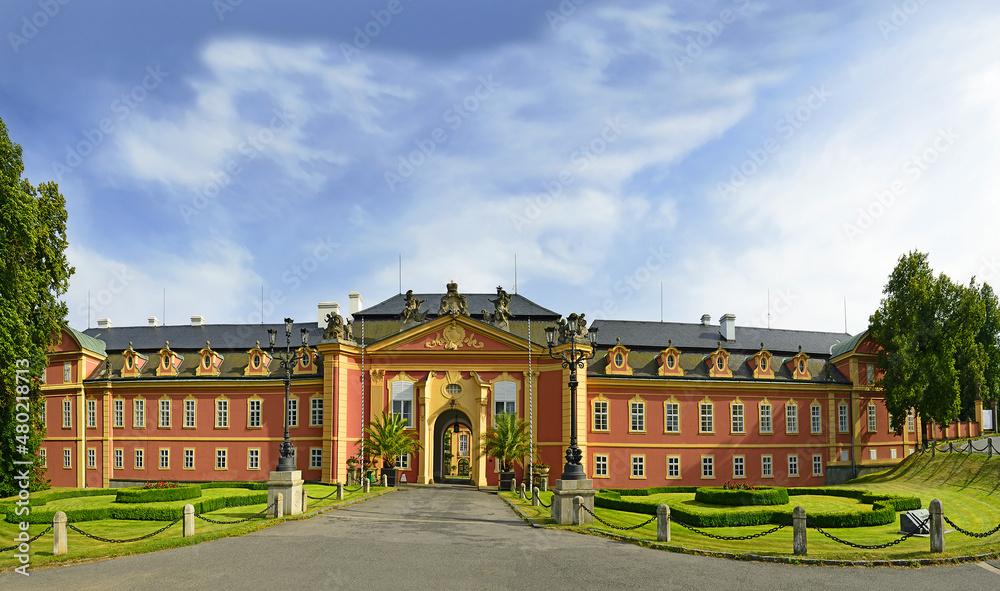 The castle Dobris in Central Bohemia - the rococo chateau with a distinguished facade, Czech Republic, Europe