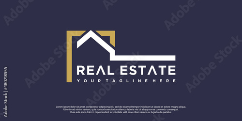 Real estate logo design for business and construction Premium Vector