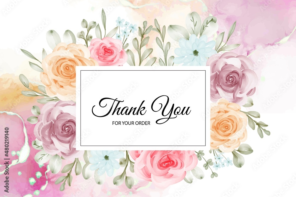 Romantic Thank You Card Rose Flower Frame