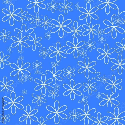 vector seamless floral background, blue seamless pattern with flowers. © Nature Clicks