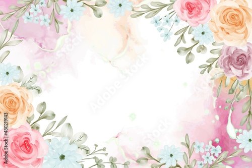 Romantic Purple Rose Flower Frame Background