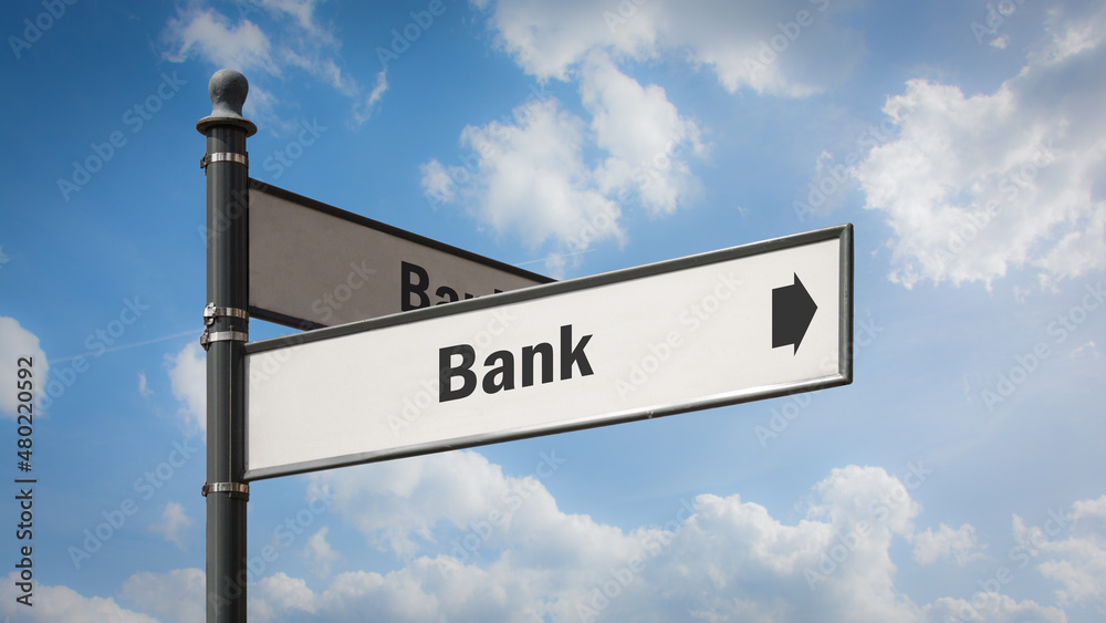 Fototapeta premium Street Sign to Bank