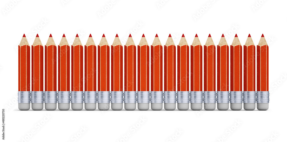 Set of red 3d pencils for back to school Set of red 3d pencils for back to school