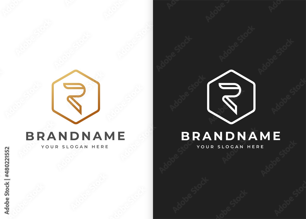 Minimalist letter R logo design template with geometric shape. Vector illustrations Minimalist letter R logo design template with geometric shape. Vector illustrations