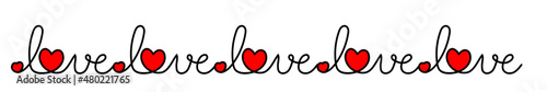 Schriftzug love mit Herzen für Valentinstag Hochzeit, vektor