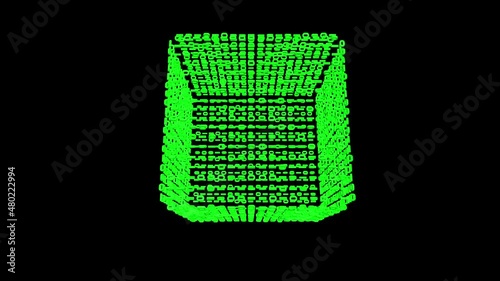 Magical Digital Cube 3D animation. VJ loops. Transparent background. Rotating numbers on the 3D cube. photo