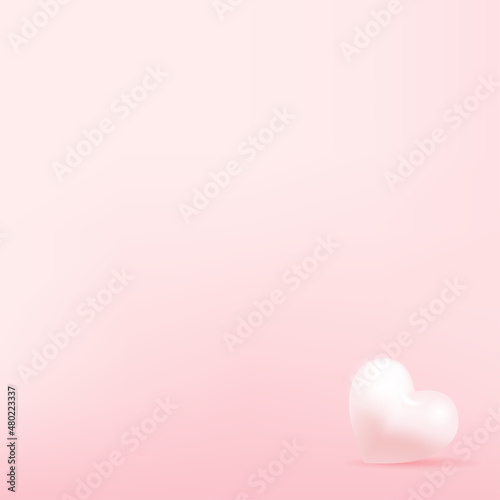 Concept of love and Valentine day with pink 3d heart. Vector illustration.