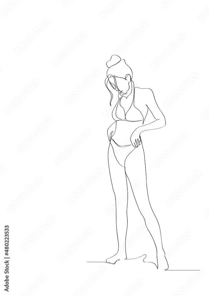 Woman Body One Line Drawing. Vector Minimalist Design for Wall Art, Print, Card, Poster.