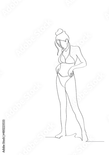 Woman Body One Line Drawing. Vector Minimalist Design for Wall Art, Print, Card, Poster.