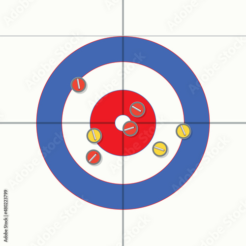vector sport illustration of curling stones on ice