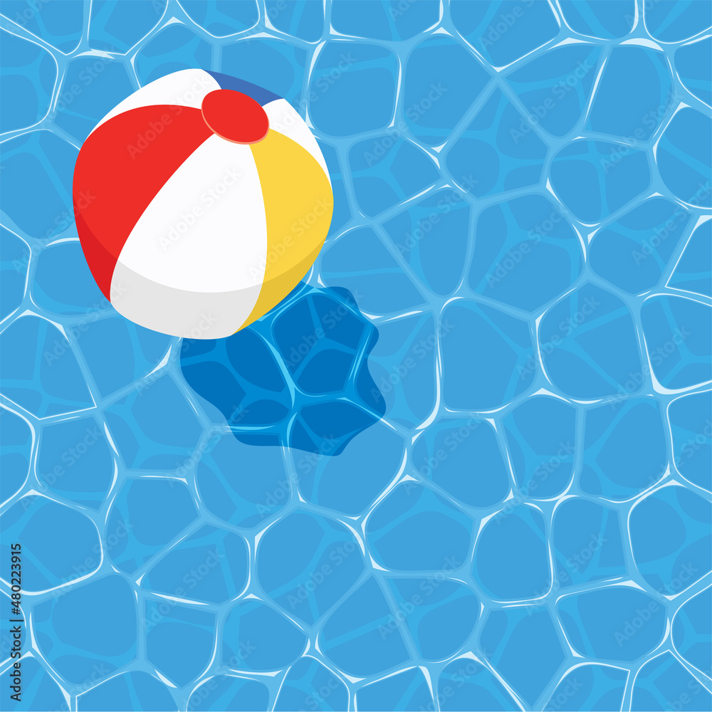 vector summer background with ball floating on water