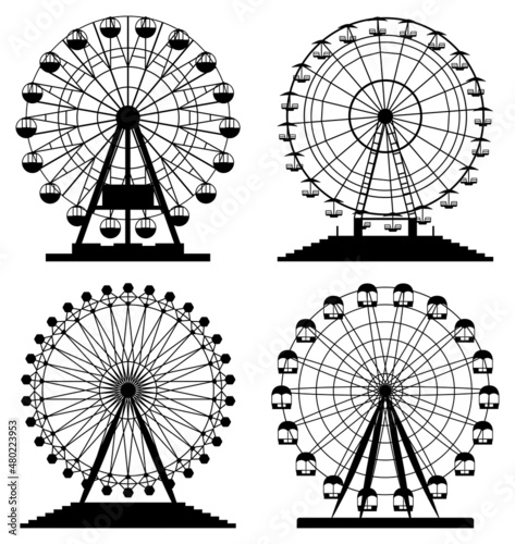 vector collection of park ferris wheels