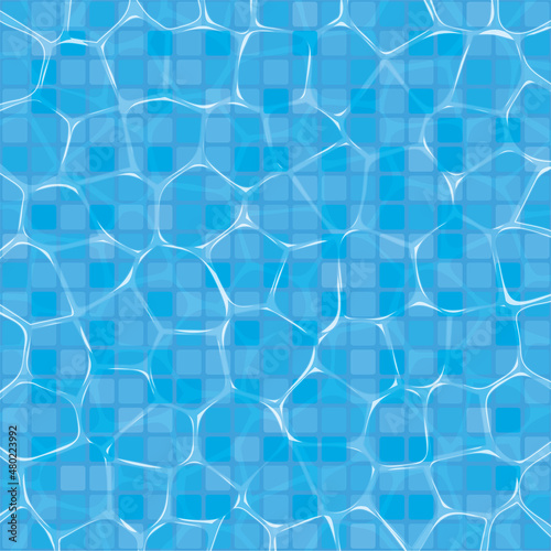 vector summer background with water and tiled pool floor