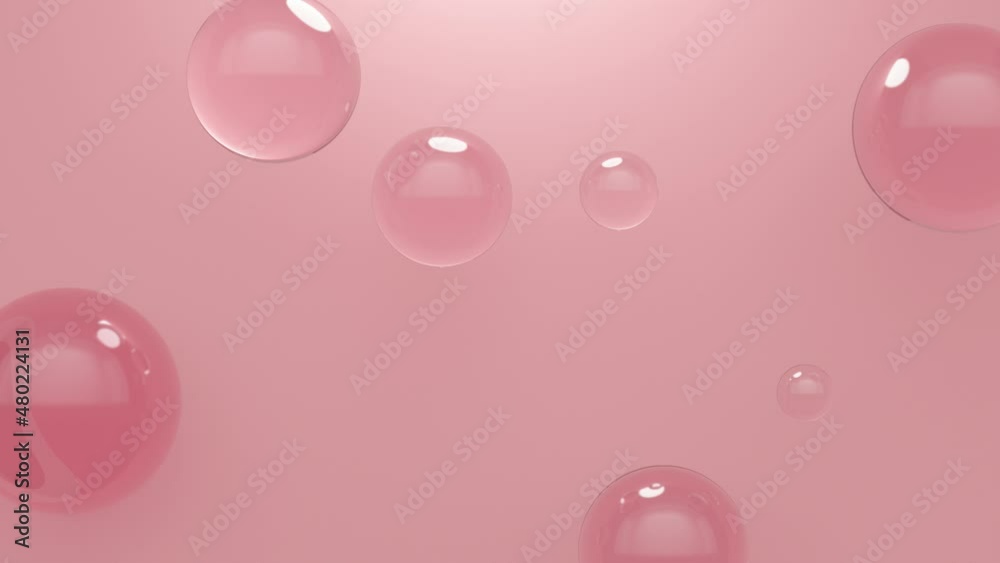 Glass balls levitate on a pink background. Abstract loop animation Glass balls levitate on a pink background. Abstract loop animation