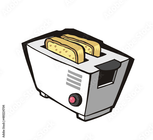Bread toaster. Home appliances, kitchen, cooking. Vector illustration isolated on white background.