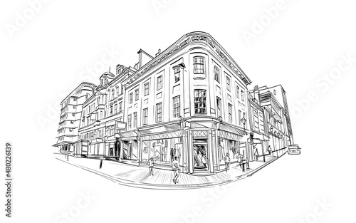 Birmingham. England. United Kingdom. Europe. Hand drawn sketch. Vector illustration.
