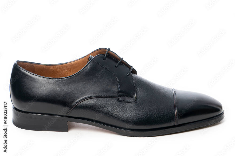 men's black patent leather shoes isolated on a white background men's black patent leather shoes isolated on a white background