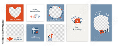 Valentines day social media template. Web online shopping banner concept