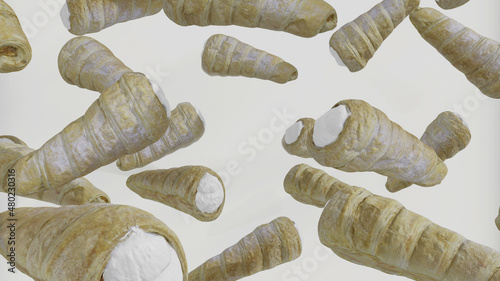 Abstract Cream Horn Background 3d Render