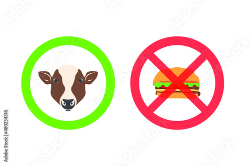 They make a hamburger out of a cow. Meat ban. Animal and meat products. Vector illustration isolated on white.