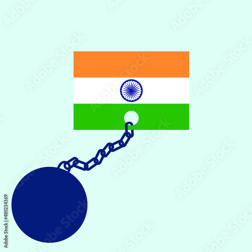 Flag of Indna with heavy. The concept of state, national, state and sovereign debt. vector illustration.