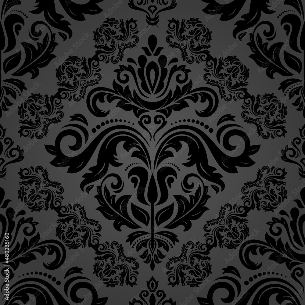 Classic seamless vector pattern. Damask orient dark ornament. Classic vintage background. Orient ornament for fabric, wallpapers and packaging