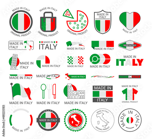 Made in Italy. Collection of Italian logos and stickers.