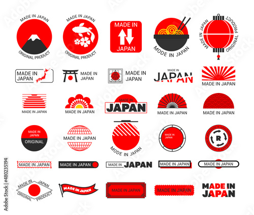 Made in Japan. Collection of Japanese logos and stickers.