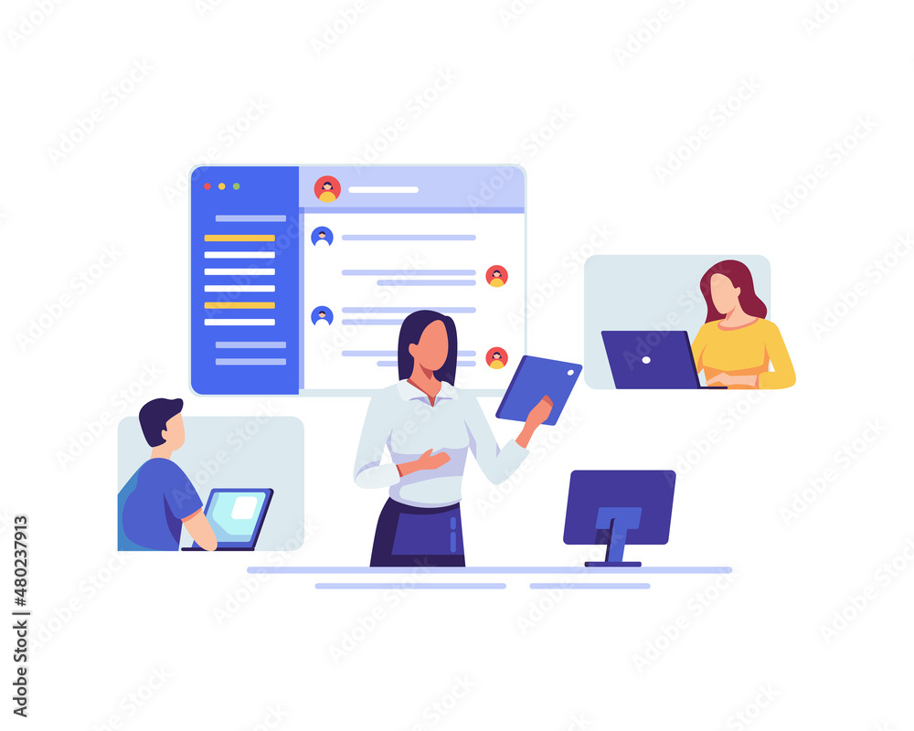 Online meeting illustration concept Online meeting illustration concept