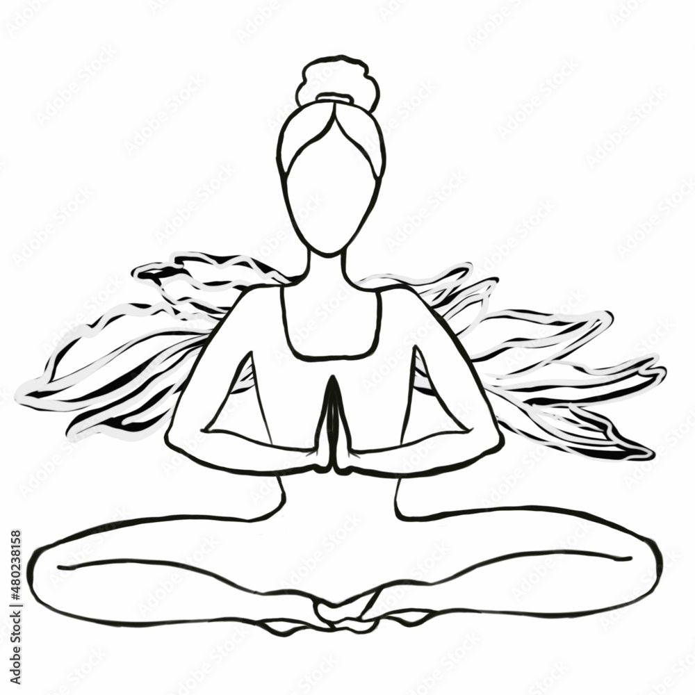 yoga, meditation, vector, woman, illustration, lotus, silhouette, zen