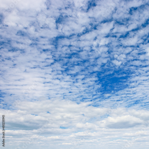 Square landscape with blue sky and clouds.