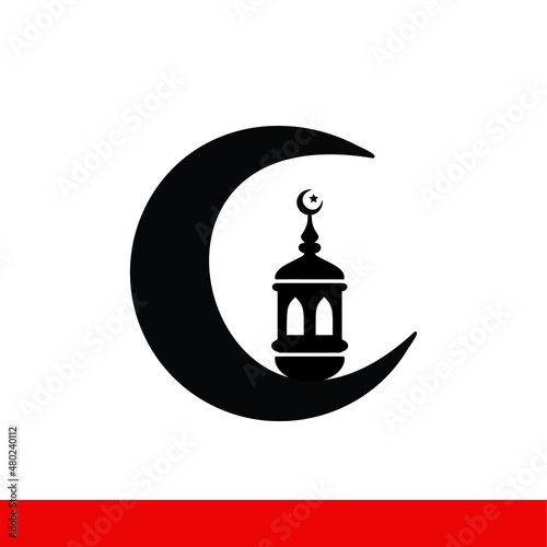 Ramadan Kareem, Eid Mubarak vector icon, Muslim holy holiday