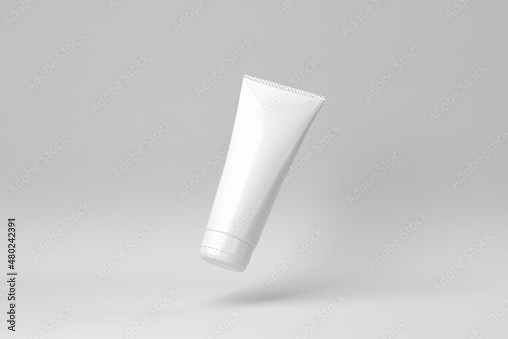 Cosmetic product display on a white background for skin care product presentation. 3D render. Cosmetic product display on a white background for skin care product presentation. 3D render.