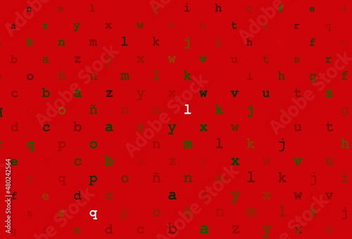 Light green  red vector layout with latin alphabet.