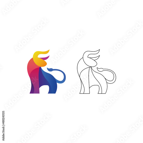 Sign icon two multicolored bulls. Vector illustration eps 10.