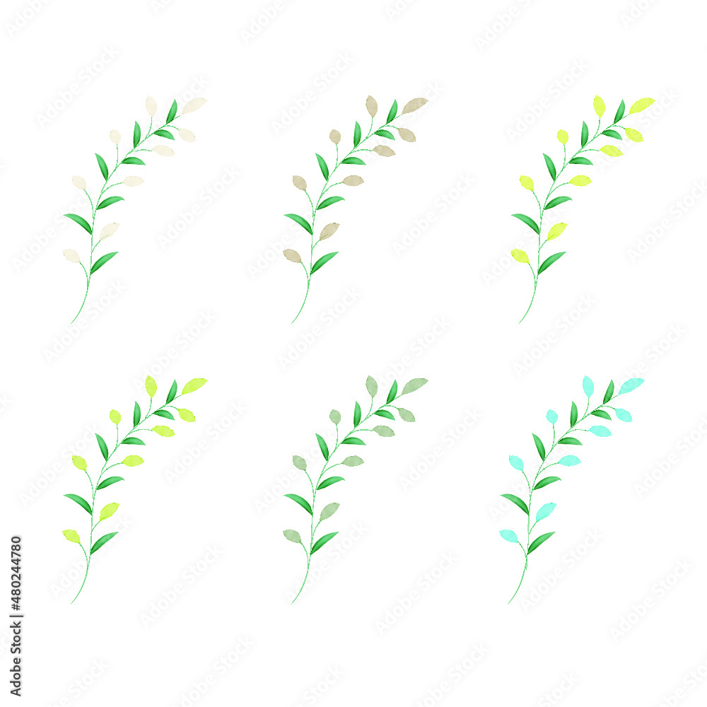 Set of watercolor leaves and branches, hand drawn Set of watercolor leaves and branches, hand drawn