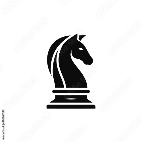 Black Chess Knight Horse silhouette logo design vector