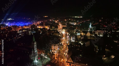 Wallpaper Mural Aerial night view of the city of Zakopane in Poland Torontodigital.ca