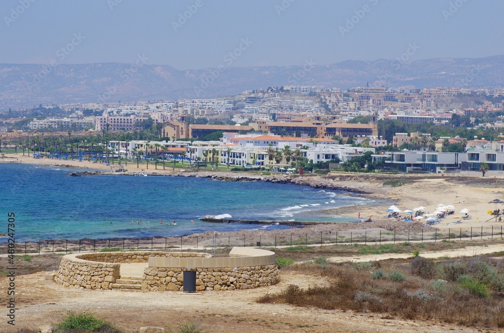 Paphos city view towards the seaside in Cyprus during summer