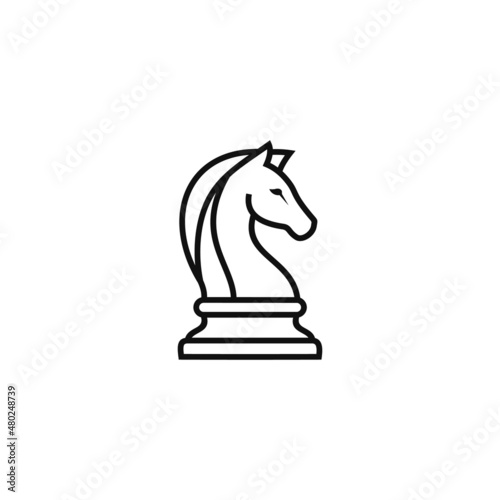 Black Chess Knight Horse line art logo design vector