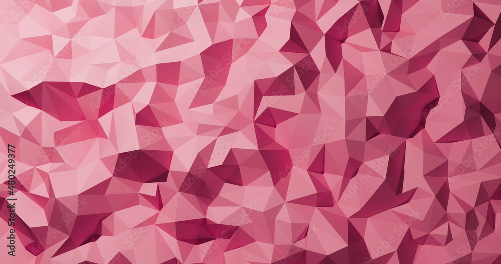 Abstract red low poly triangle geometric background. 3d rendering.	
