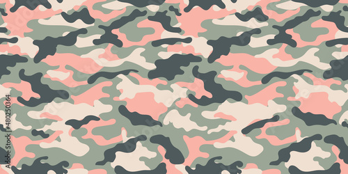Vector camouflage pattern for clothing design. Pink camouflage military pattern