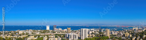 Beautiful panoramic view in winter in Haifa  Israel.