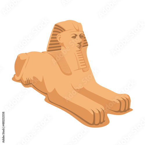 Sphinx isolated on white background.Element from Egyptian culture