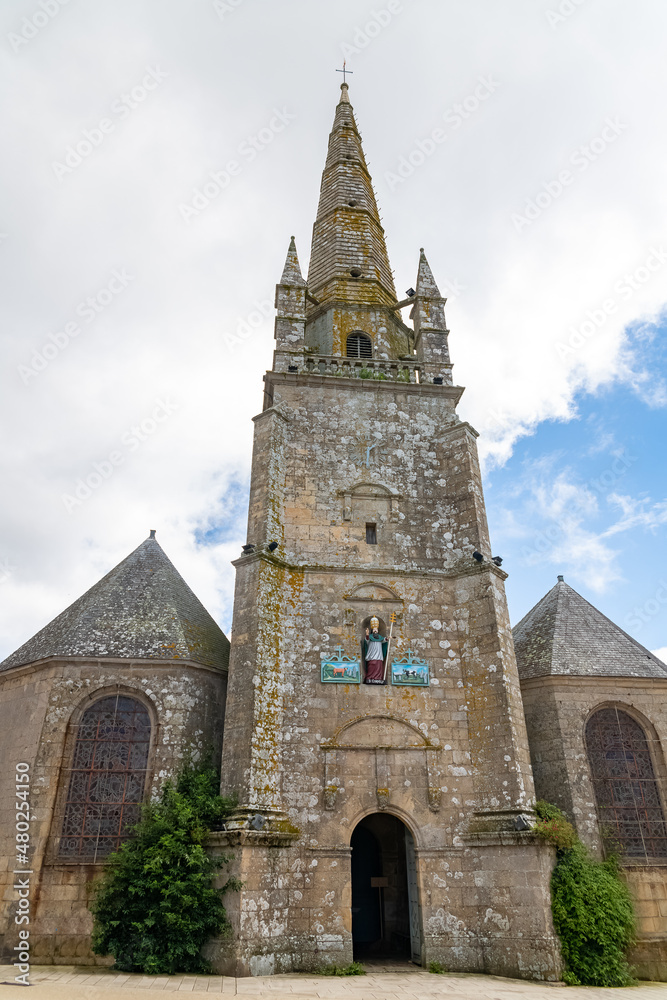 The city of Carnac in Brittany, Saint-Cornely church, beautiful monument
